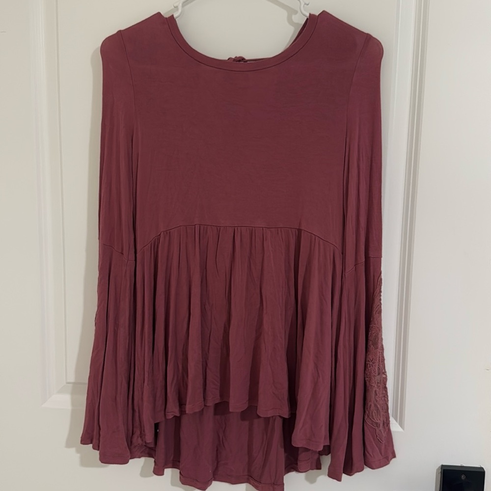 AE Soft & Sexy Flowy Maroon Tunic Top